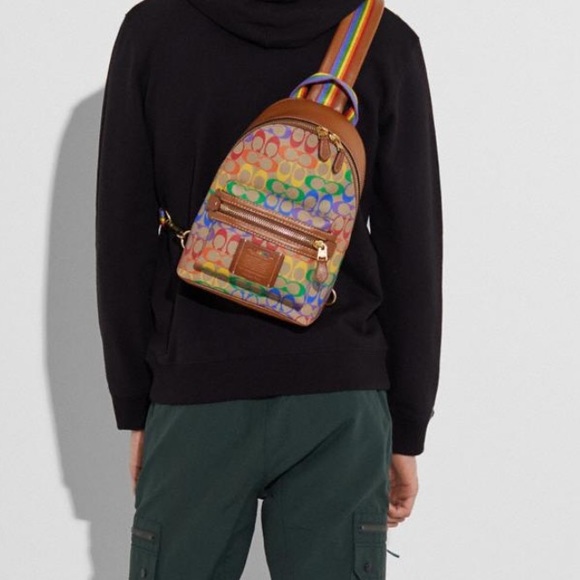 Coach Academy Pack In Rainbow Signature Canvas Bag - Picture 3 of 12